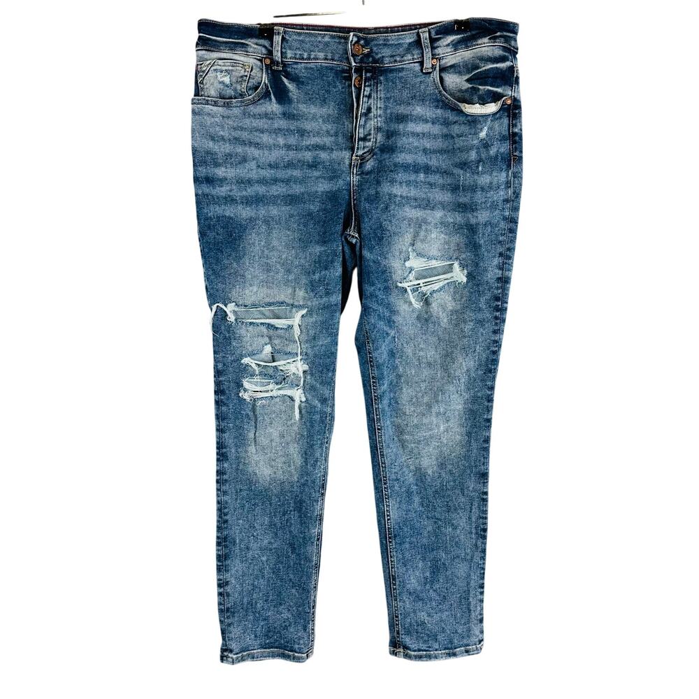 Maurices Womans Sz 18W Reg Plus Boyfriend Jeans Blue Stretch Pockets Denim‎